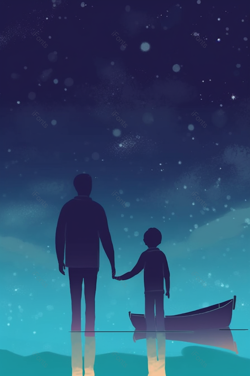 夜晚星空下的亲子插画,插画/手绘图,插画/手绘图库,插画/手绘图下载,插画/手绘